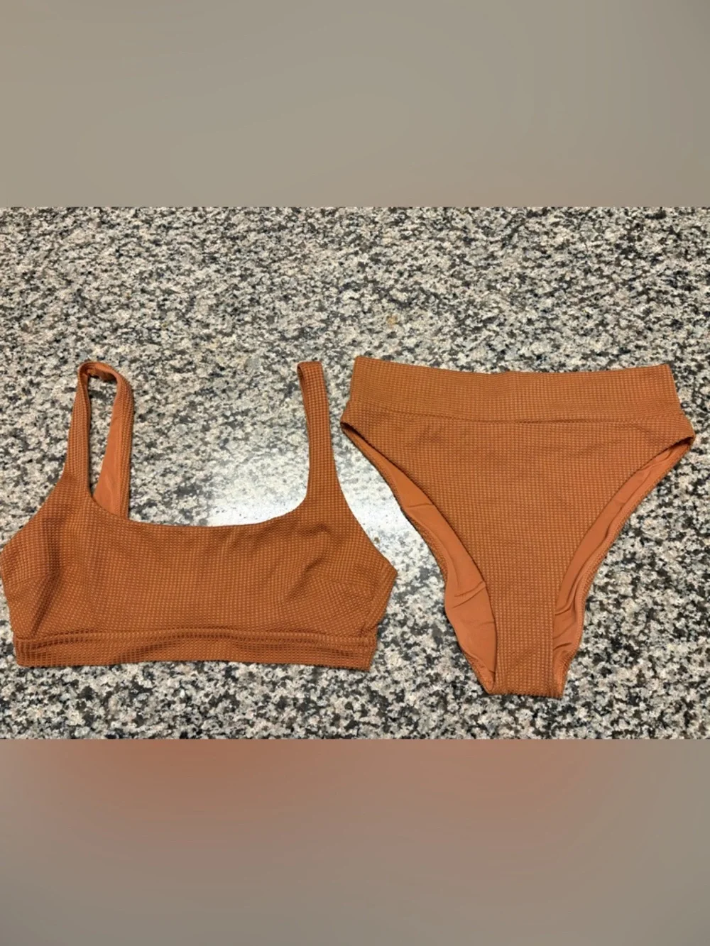 Aerie Waffle Knit High Cut Cheeky Bathing Suit Women’s Size L - Picture 2 of 5